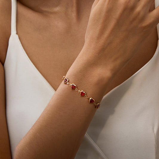 Bracelet Cœurs Rubis